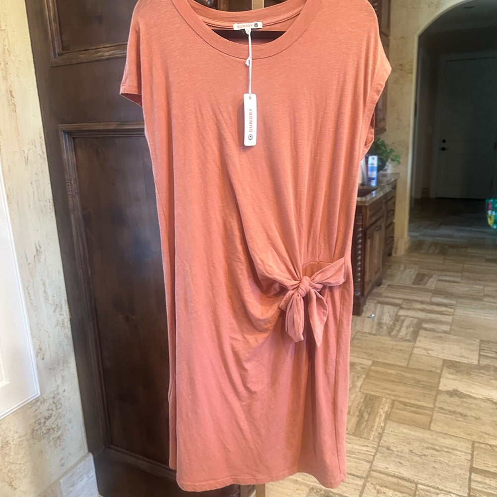 NWT SIZE XL Sundry Pink Ruched Tie Front Mini Dress