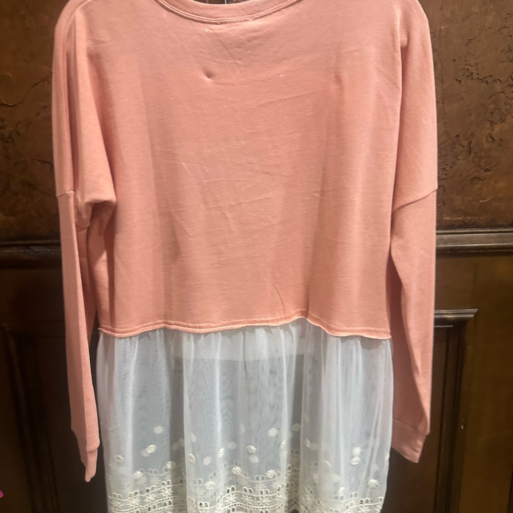 NWT SIZE M Hayden Orange Long Sleeve Embellished Crop Tunic