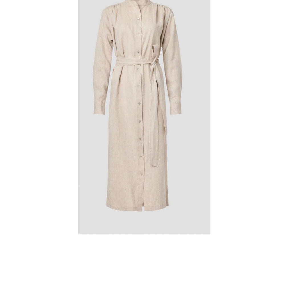 SIZE XL Fifteen Twenty Tan Cream Mandarin Collar Shirt Dress