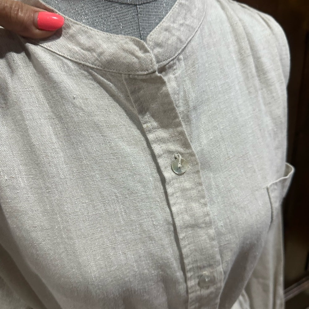 SIZE XL Fifteen Twenty Tan Cream Mandarin Collar Shirt Dress