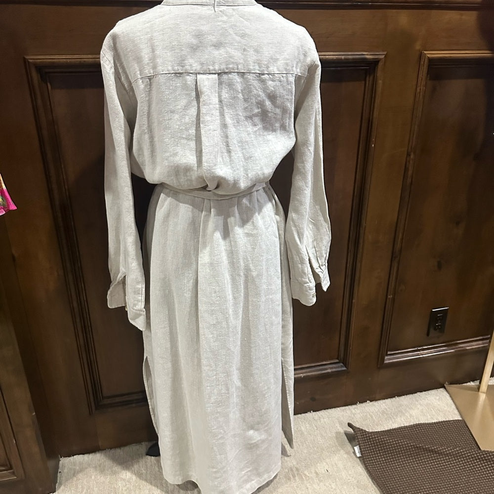 SIZE XL Fifteen Twenty Tan Cream Mandarin Collar Shirt Dress