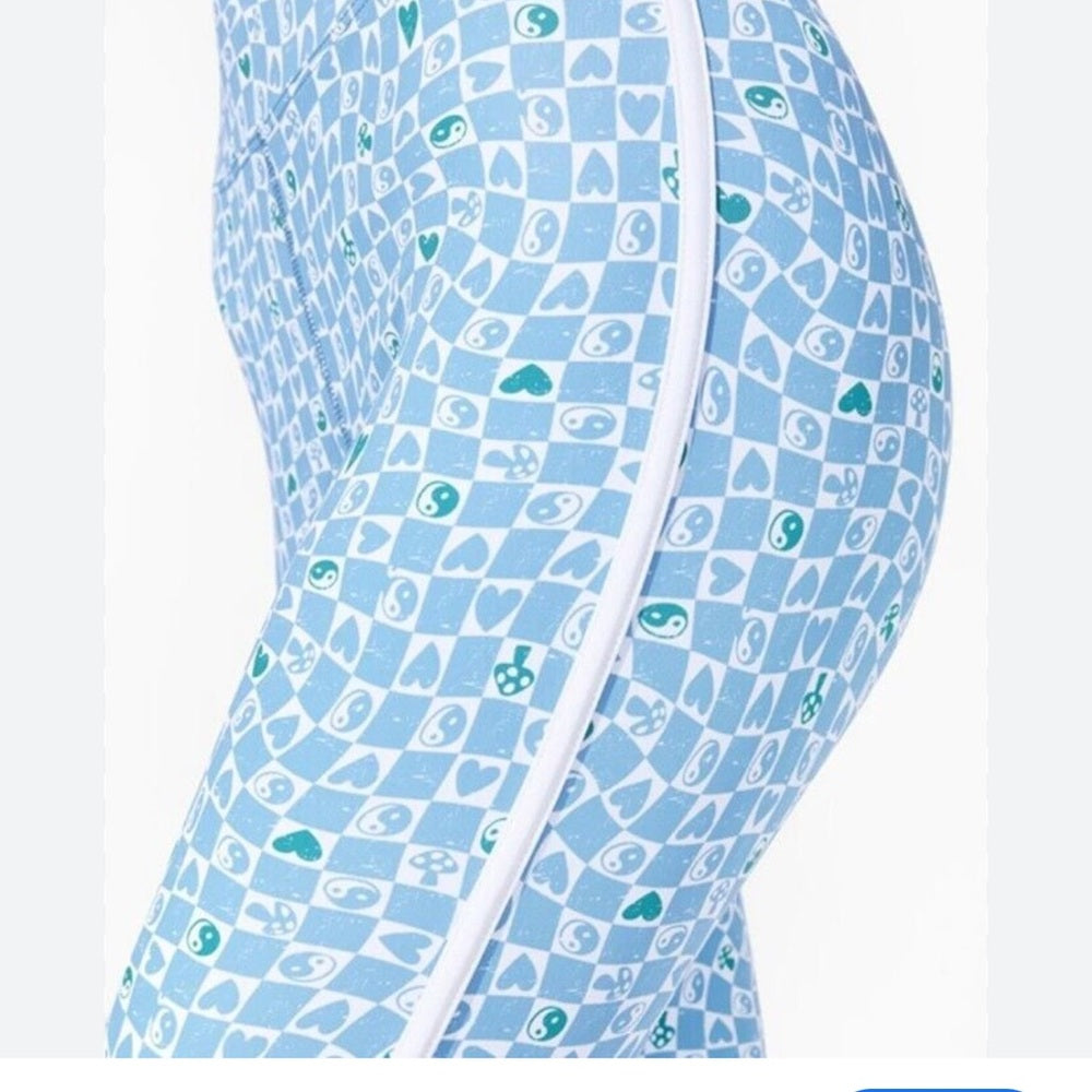 NWT SIZE XL EleVen by Venus Williams Blue Floral Leggings with Athletic Stretch