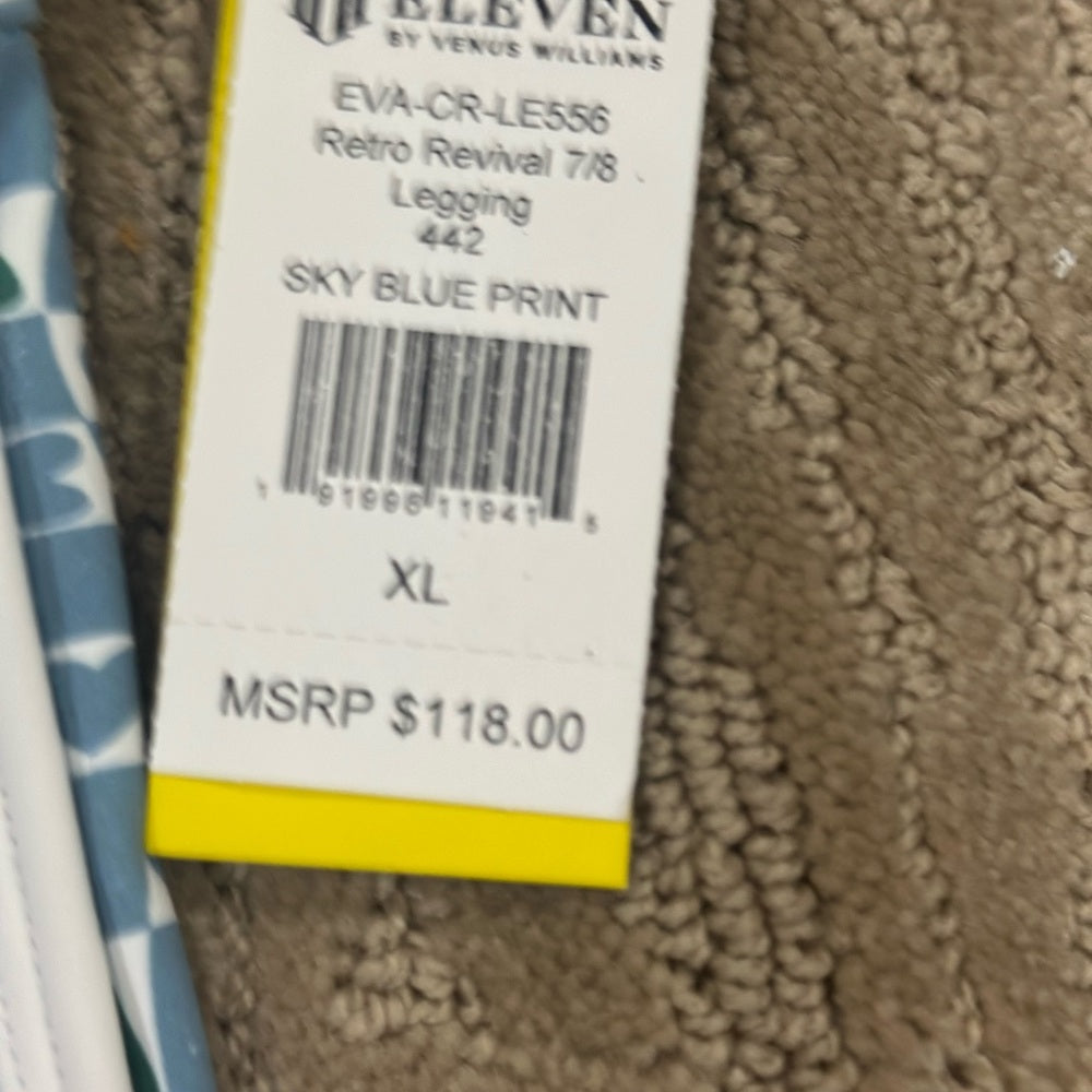 NWT SIZE XL EleVen by Venus Williams Blue Floral Leggings with Athletic Stretch