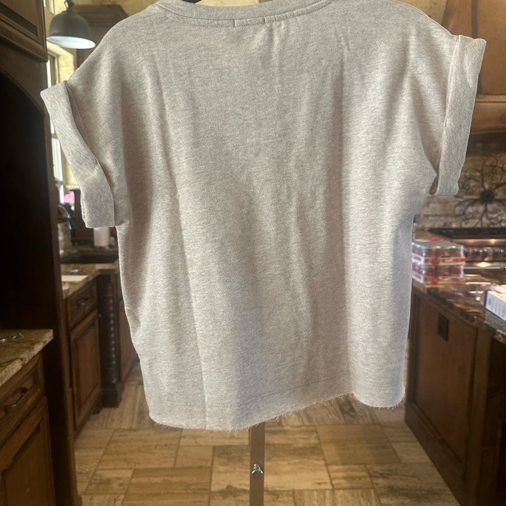NWT SIZE XS Splendid Cream Relaxed Cuffed Sleeve Tee