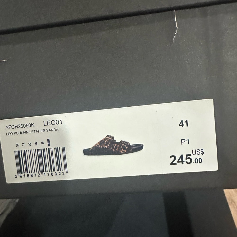 NEW SIZE 10 The Kooples Leopard Print Slide Sandals Brown and Black
