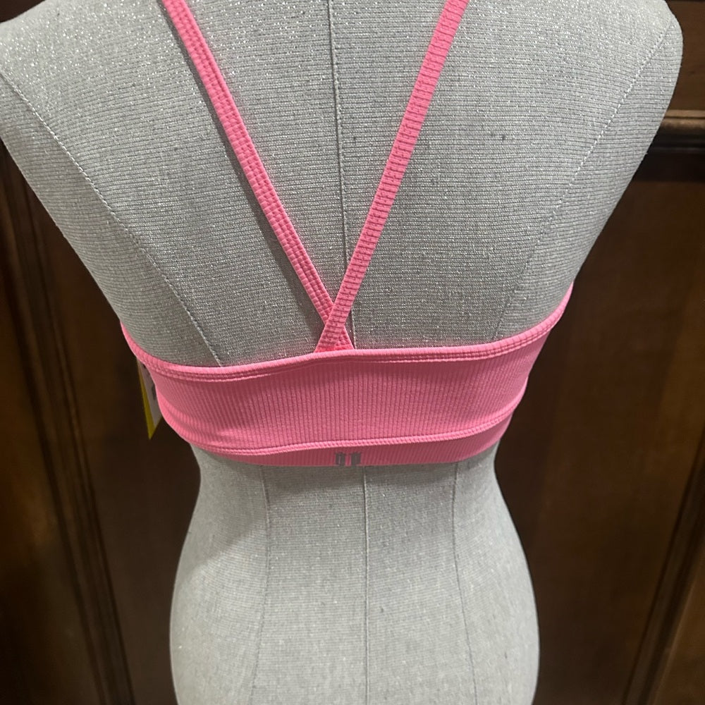 NWT SIZE M EleVen by Venus Williams Pink Ribbed Bandeau with Cross-Back