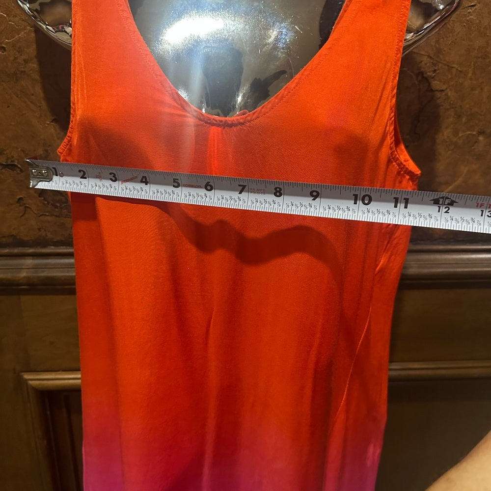 NWT SIZE XS Sundry Orange and Pink Slit Midi Dress V-Neck Sleeveless