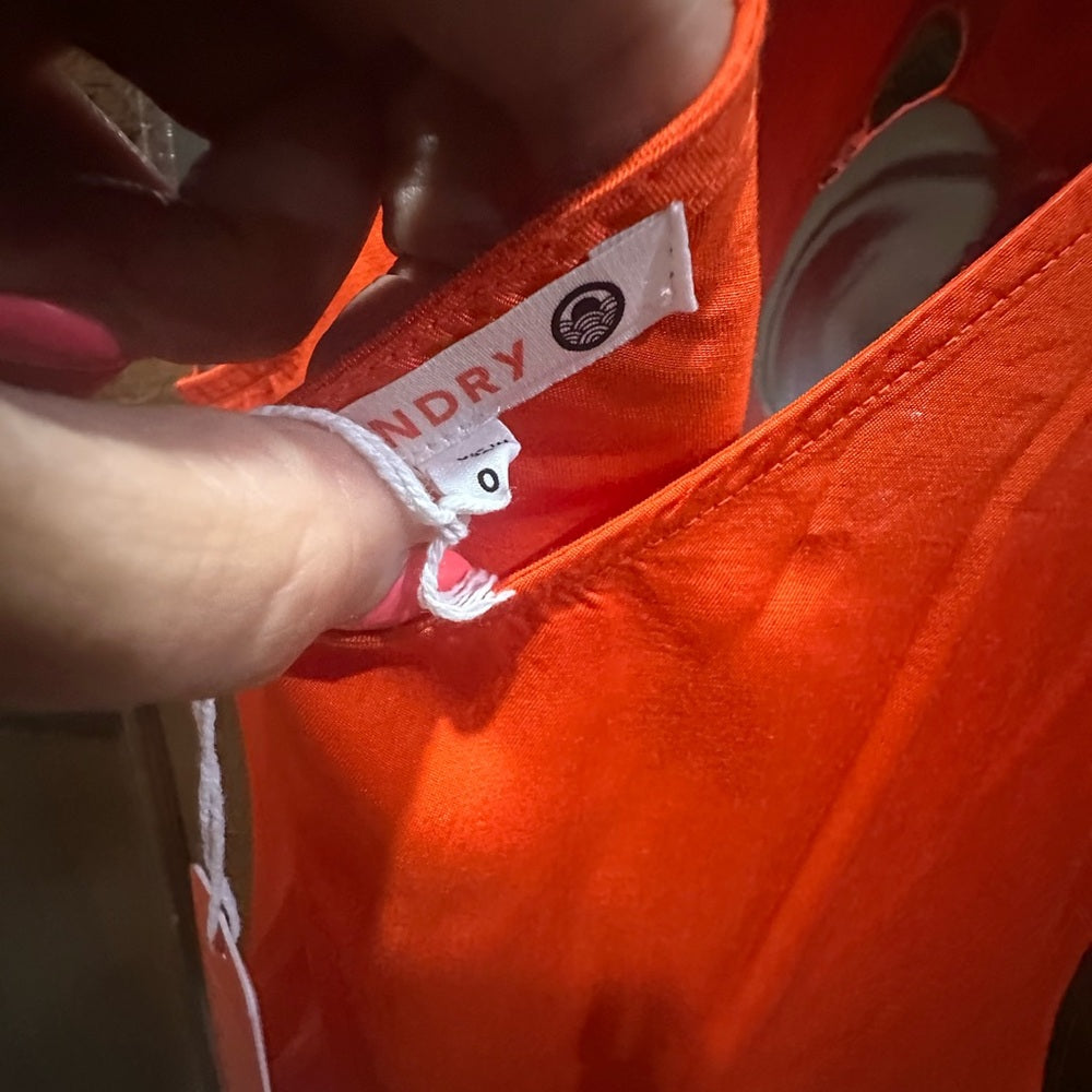 NWT SIZE XS Sundry Orange and Pink Slit Midi Dress V-Neck Sleeveless
