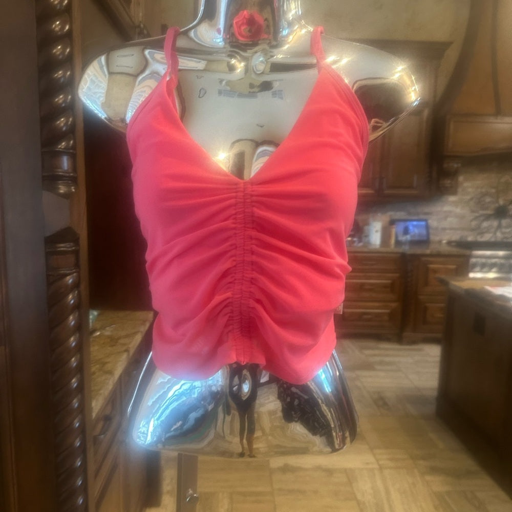 NWT SIZE M EleVen by Venus Williams Pink Ruched Sleeveless Crop Top