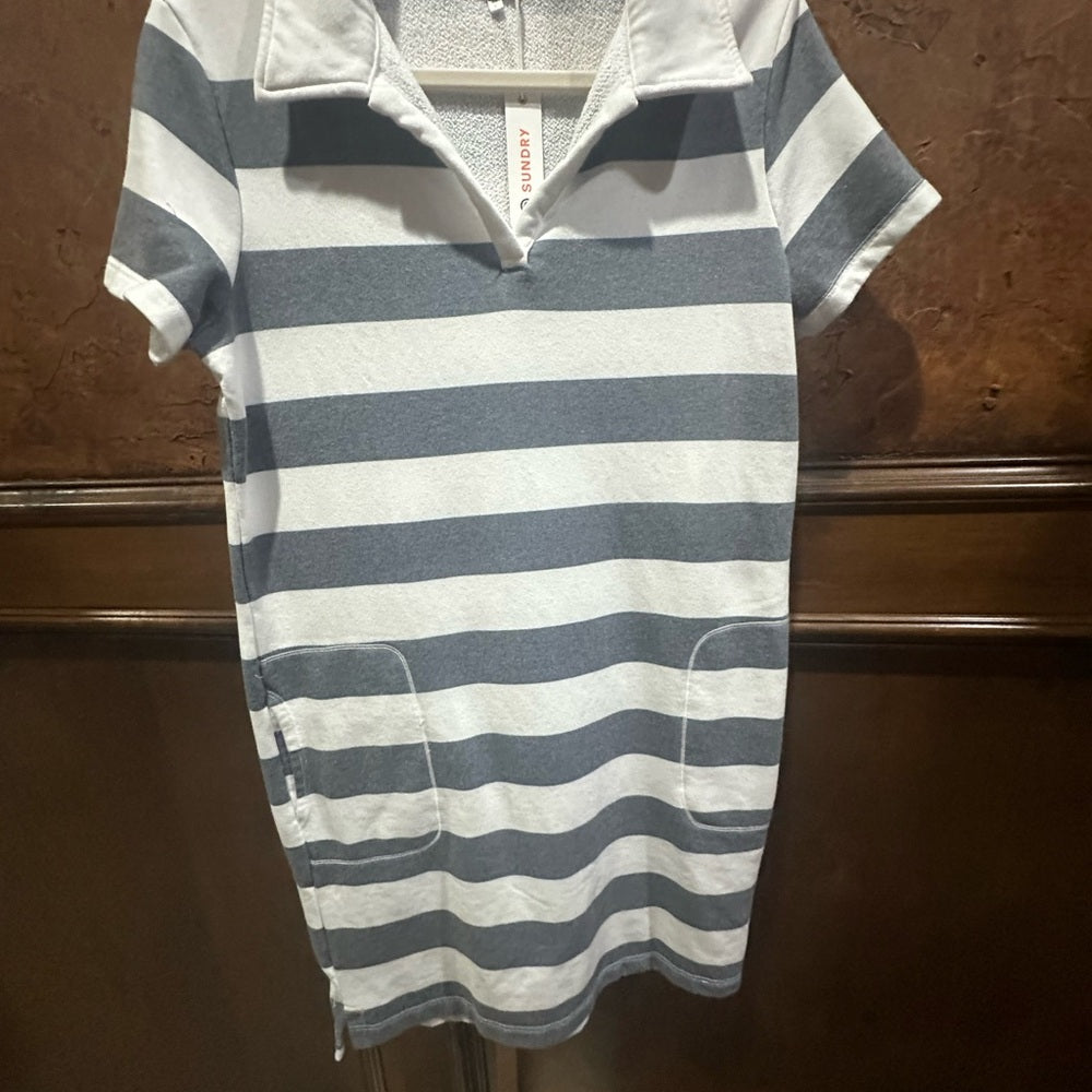 NWT SIZE L Sundry Blue and White Striped Mini Dress
