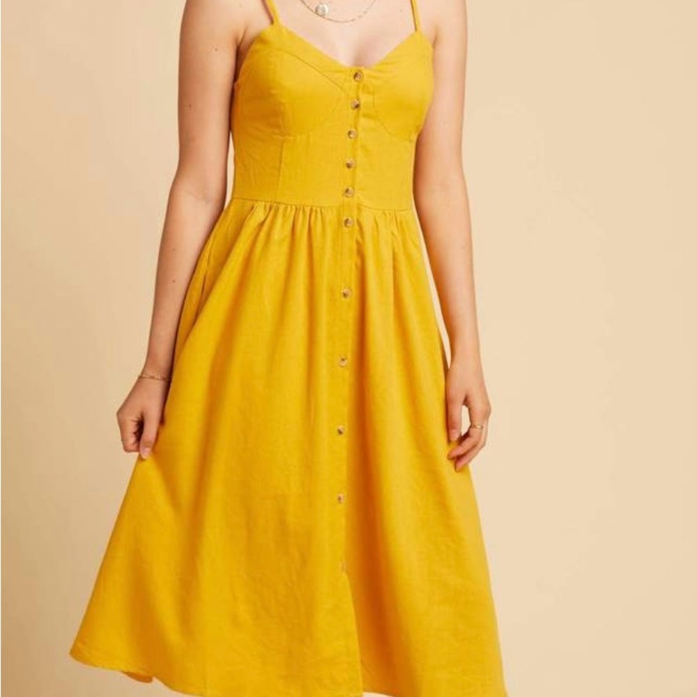 SIZE XS ROLLA'S Yellow Spaghetti Strap Midi Sundress