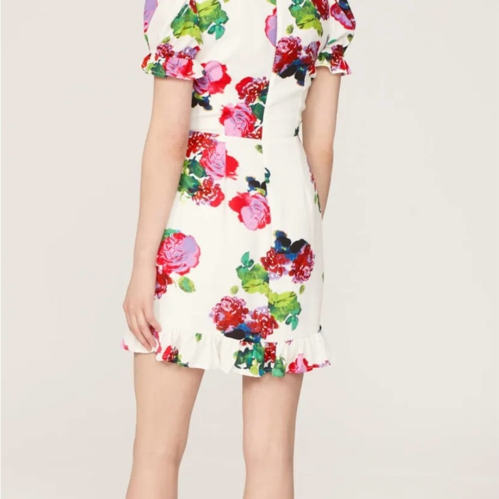 SIZE 4 Ashley By 26 International Red and Green Ruffled Mini Dress
