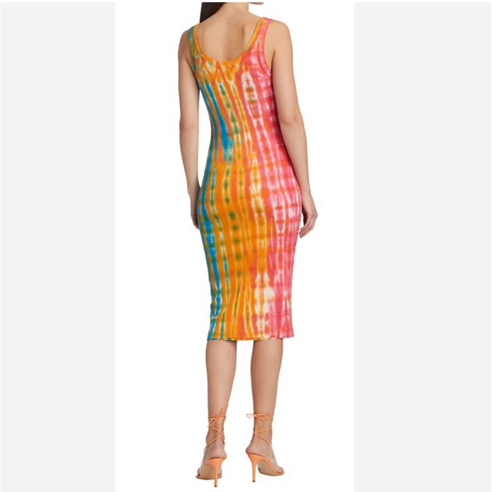 NWT SIZE SMALL Cotton Citizen Red Orange Bodycon Midi Dress Sleeveless