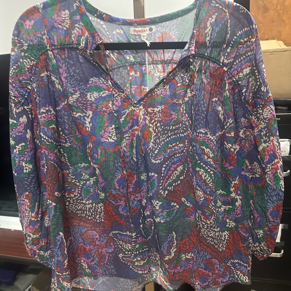 NWT SIZE S/1 Sundry Pink Embellished 3/4 Sleeve Blouse