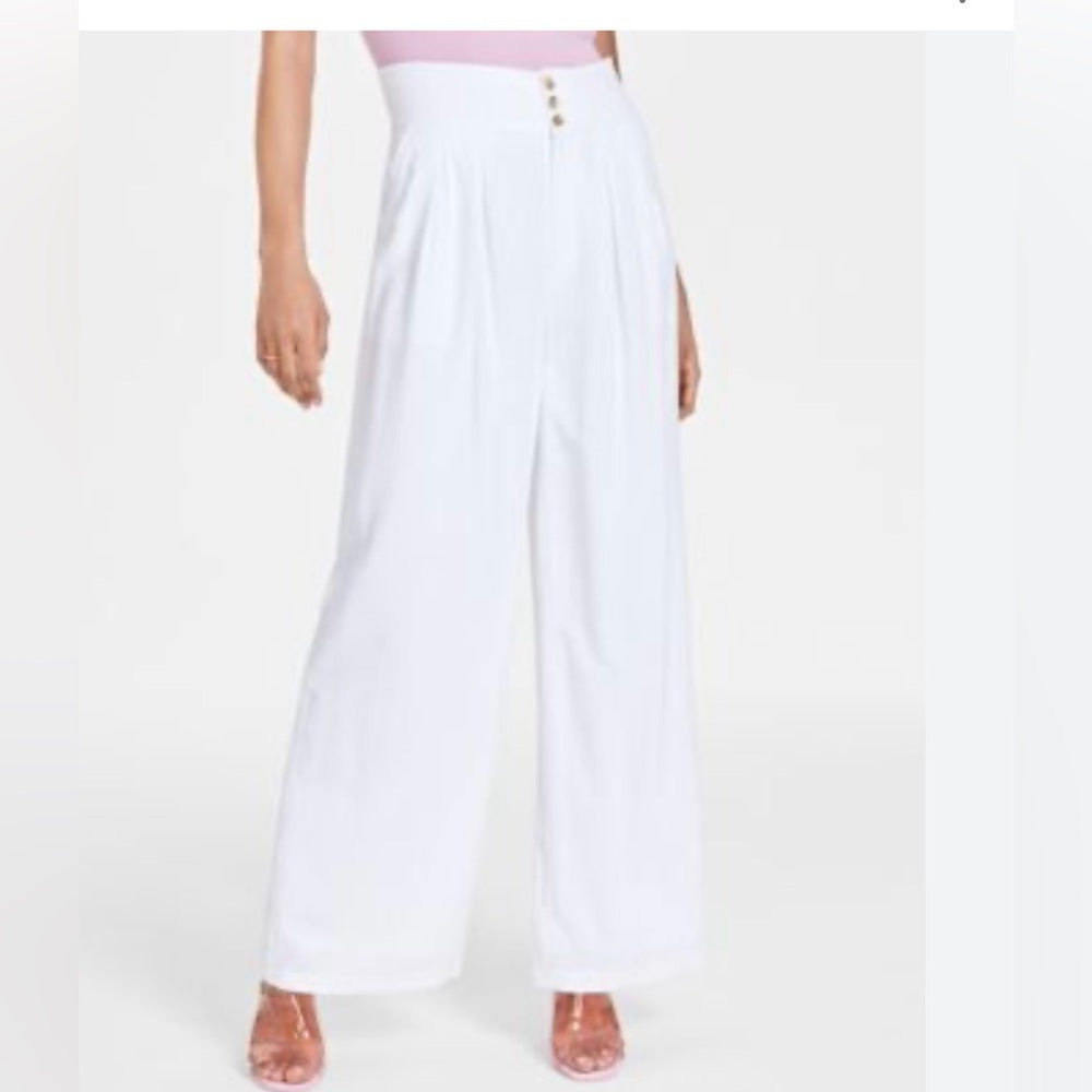NWT SIZE 12 Bar III White Wide Leg Cropped Pants