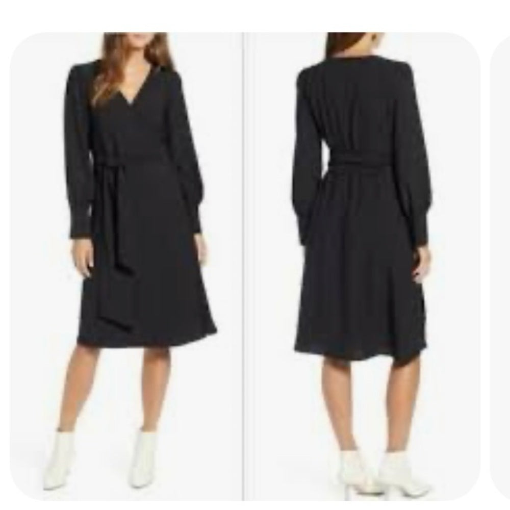 NWOT SIZE S Halogen Black Buttoned Long Sleeve Shirt Dress