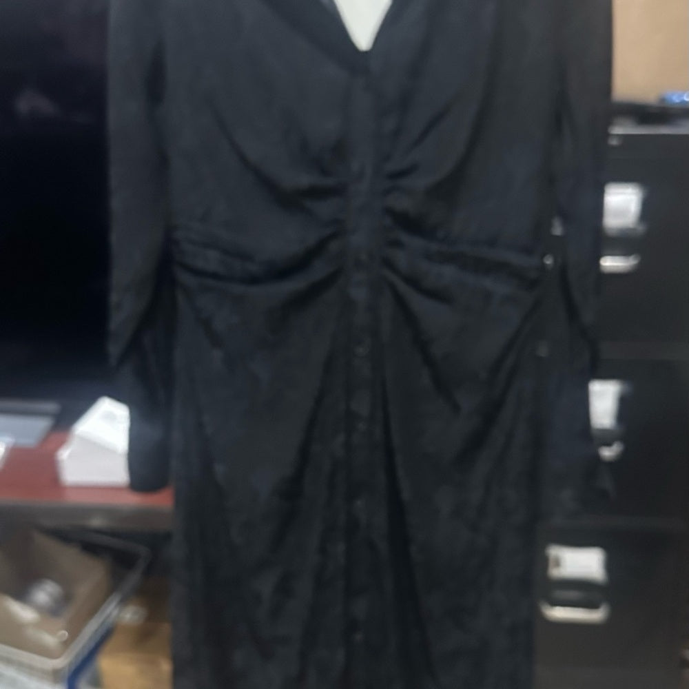 NWOT SIZE S Halogen Black Buttoned Long Sleeve Shirt Dress