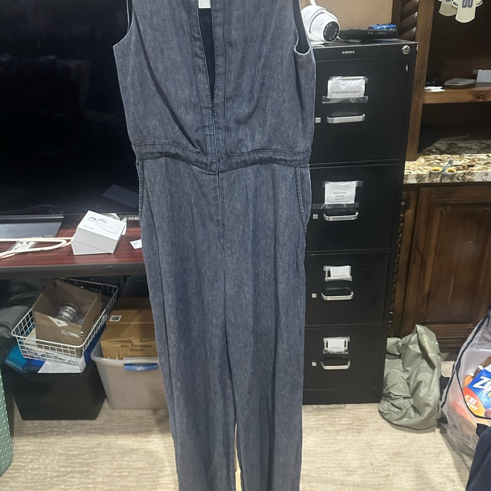SIZE 40/L MARTIN GRANT Blue Wide-Leg Jumpsuit