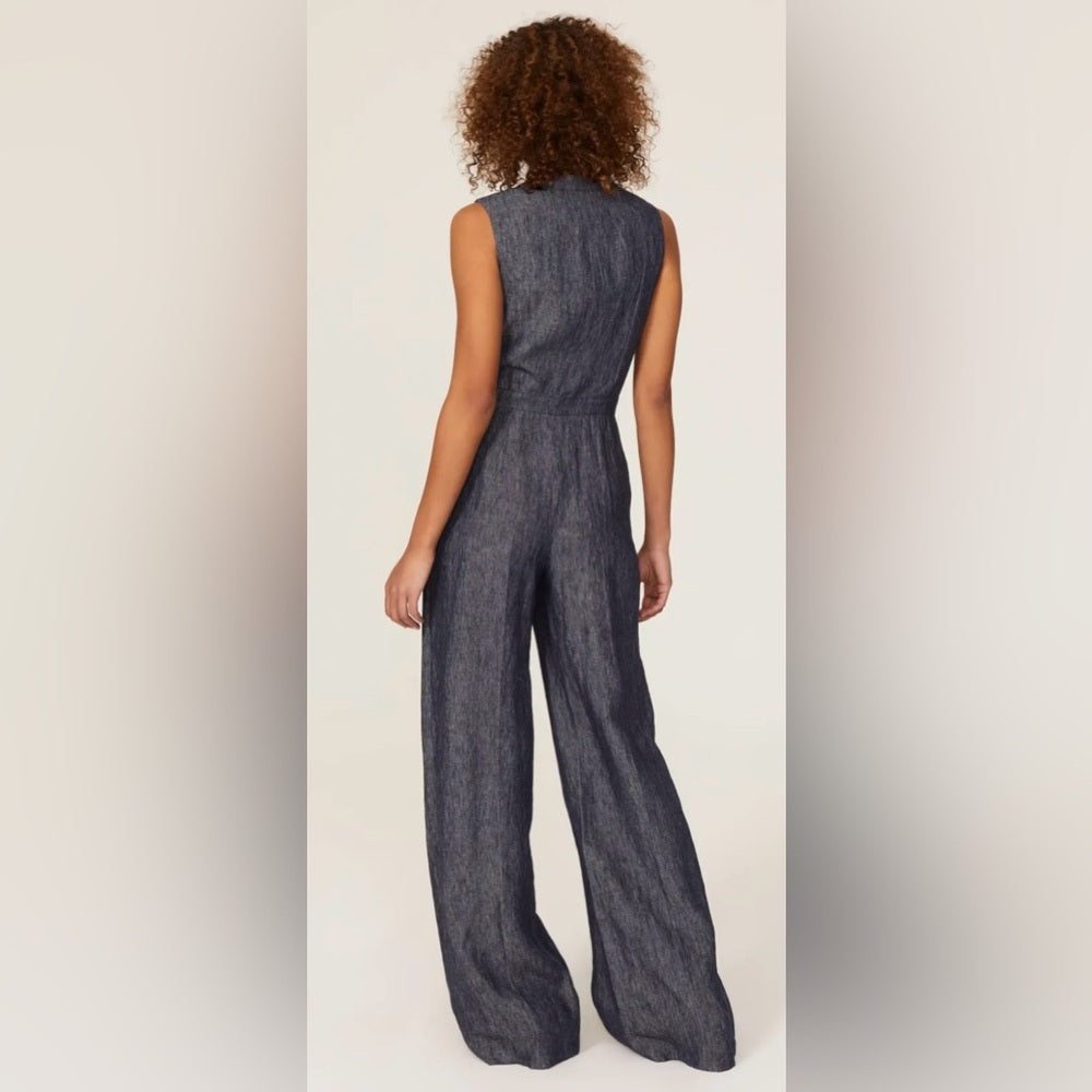 SIZE 40/L MARTIN GRANT Blue Wide-Leg Jumpsuit