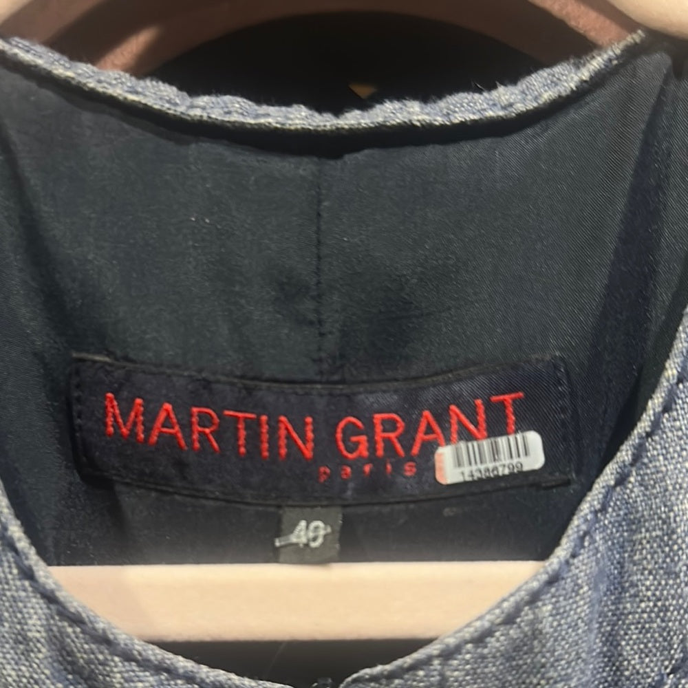 SIZE 40/L MARTIN GRANT Blue Wide-Leg Jumpsuit