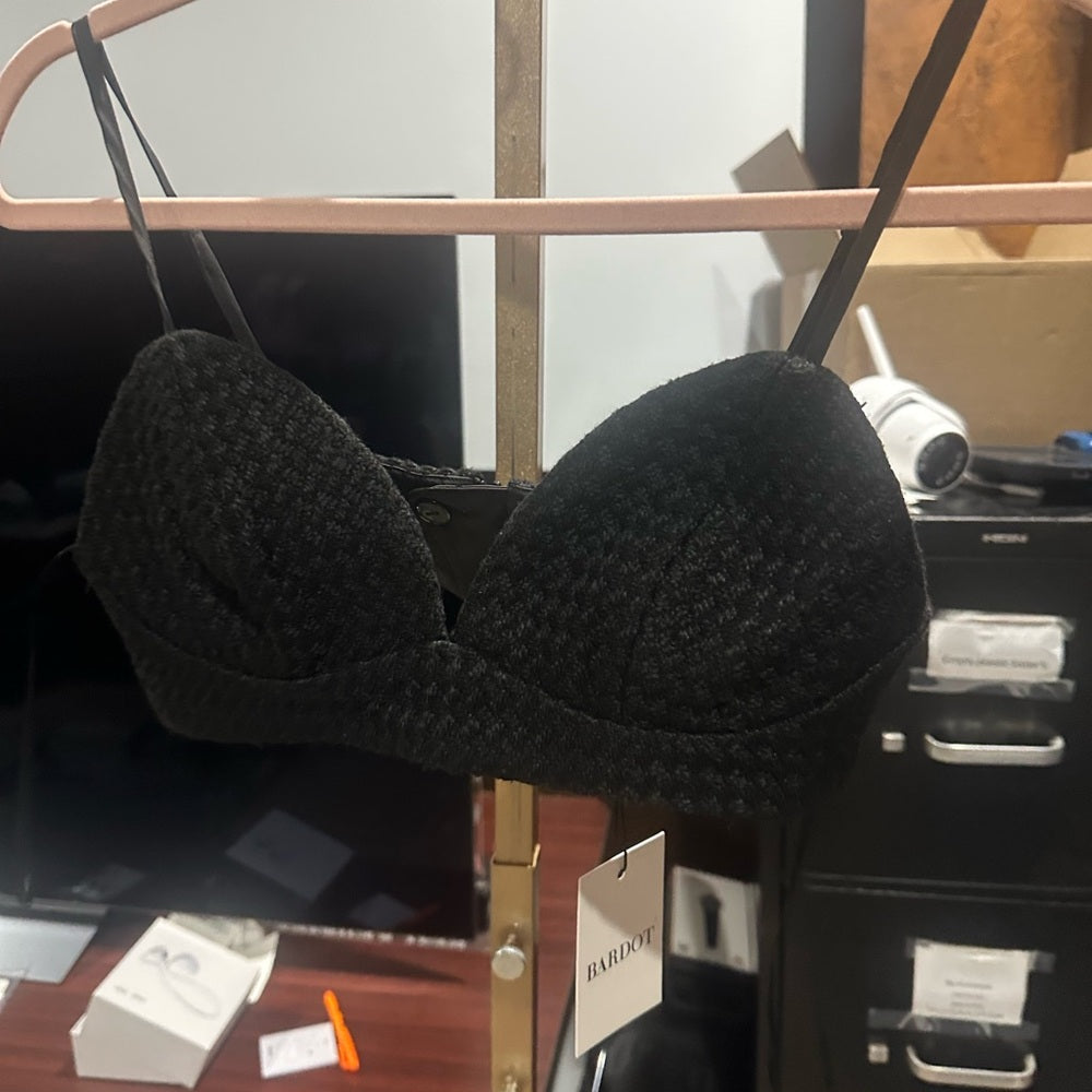 NWT SIZE XS Bardot Black Push-Up Bralette with Plunge Neckline