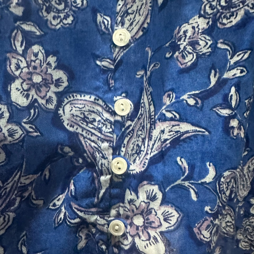 NWT SIZE L/3 Sundry Blue and White Blouse with Relaxed Fit and 3/4 Sleeves