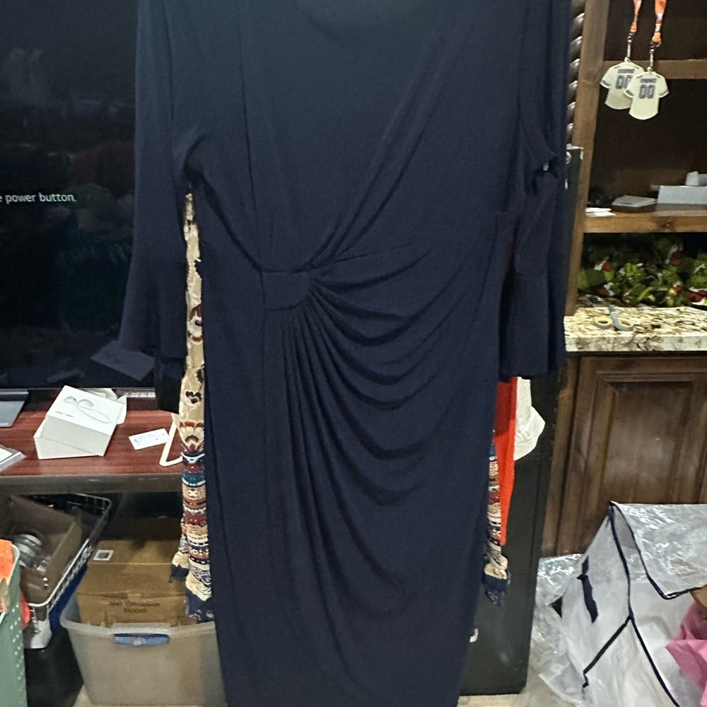 Size 12 Connected Apparel Blue Long Sleeve Dress