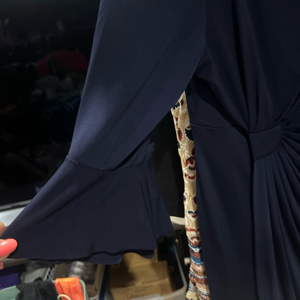 Size 12 Connected Apparel Blue Long Sleeve Dress