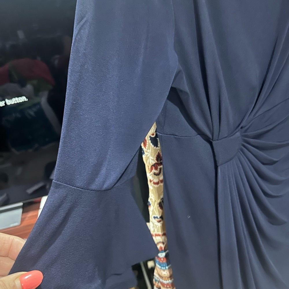 Size 12 Connected Apparel Blue Long Sleeve Dress