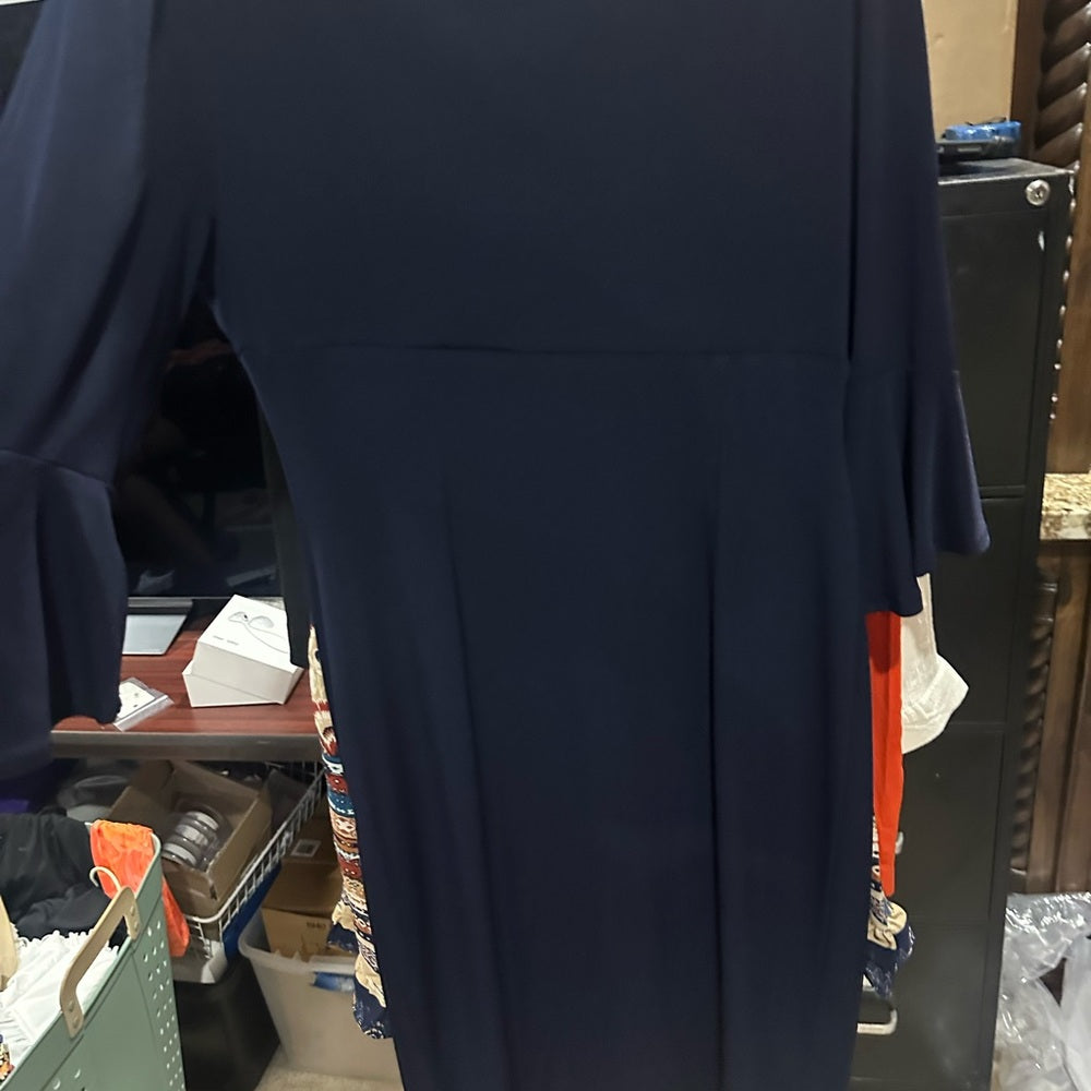 Size 12 Connected Apparel Blue Long Sleeve Dress