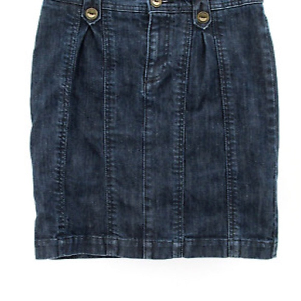 SIZE 30 Pilcro Blue and Gold Pleated Mini Skirt