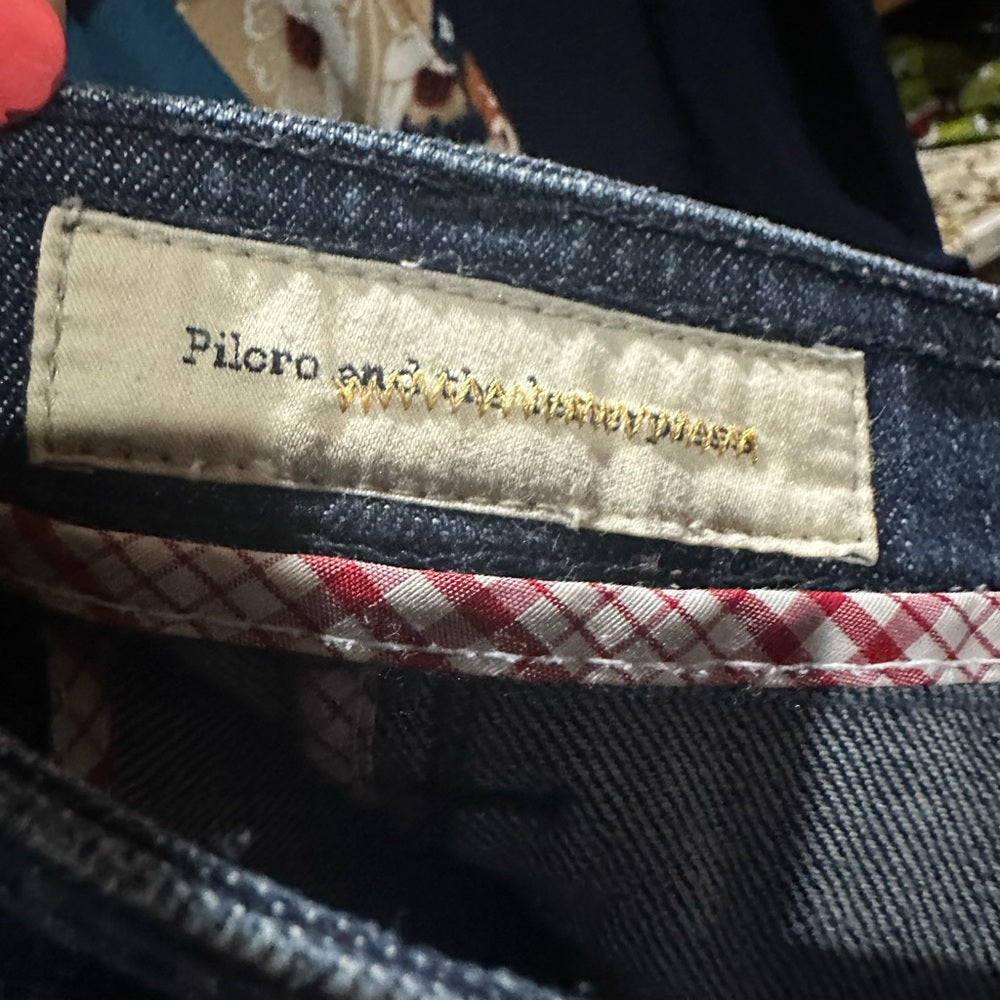 SIZE 30 Pilcro Blue and Gold Pleated Mini Skirt