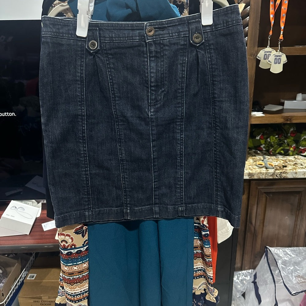 SIZE 30 Pilcro Blue and Gold Pleated Mini Skirt