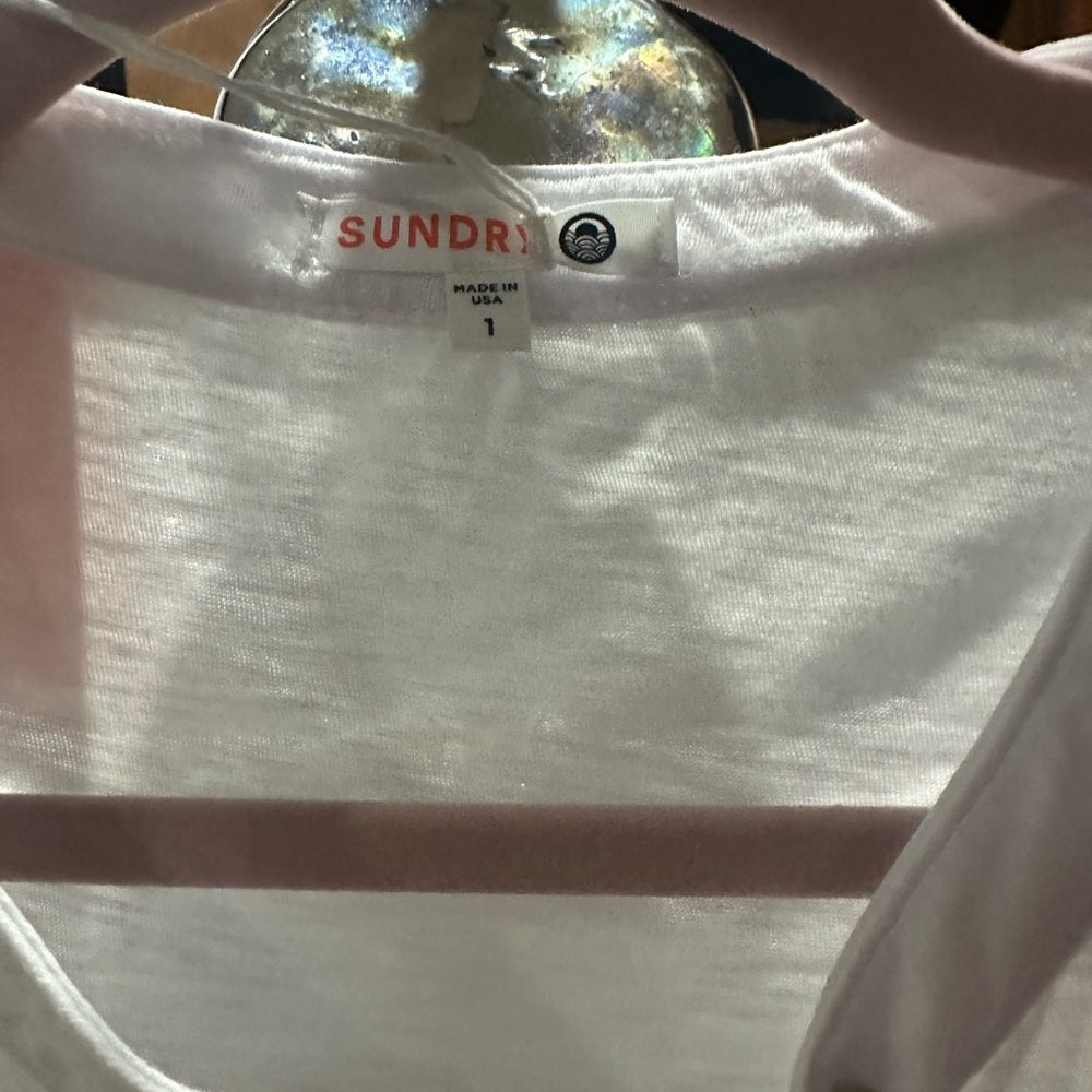 NWT SIZE S/1 Sundry White Buttoned Mandarin Collar Blouse