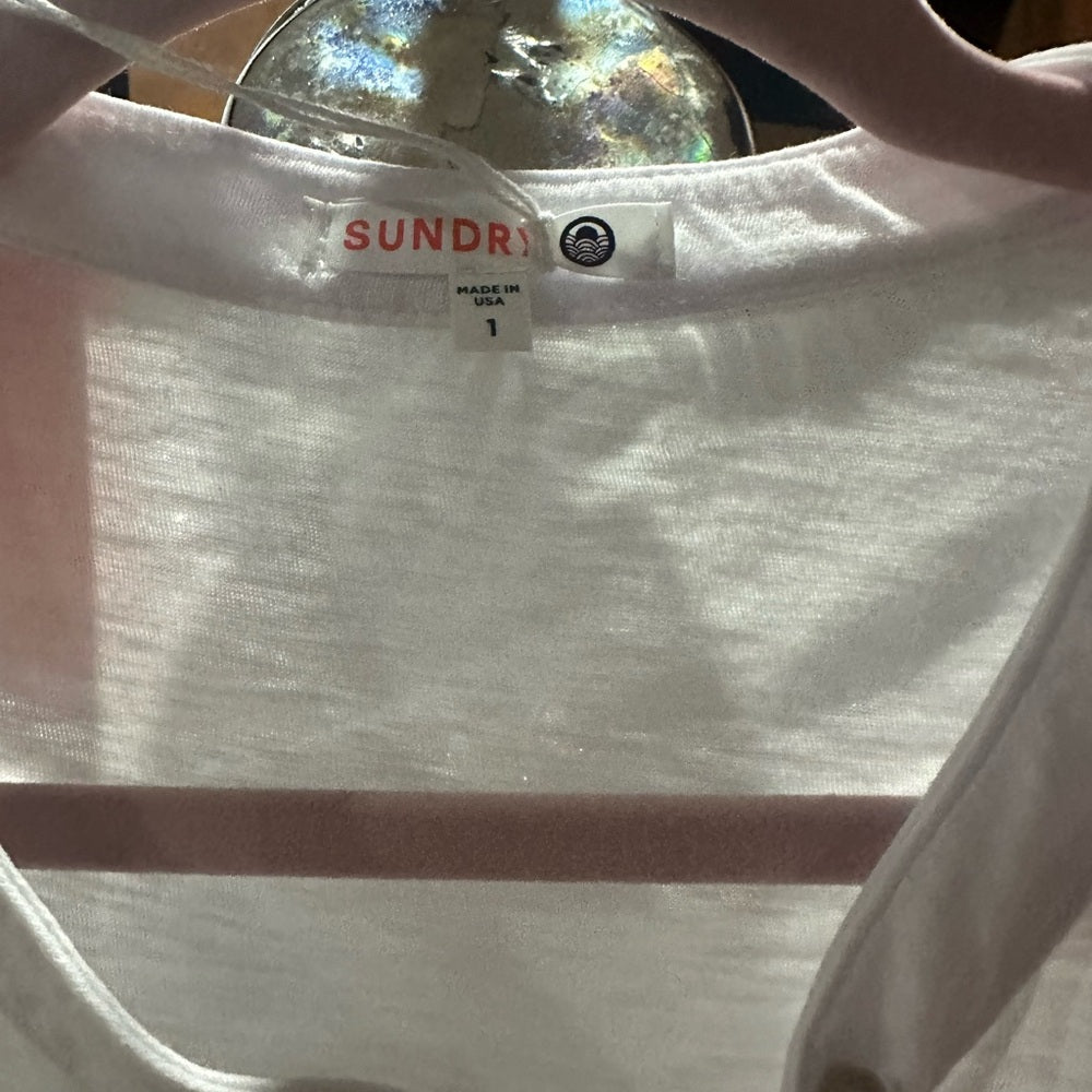 NWT SIZE S/1 Sundry White Buttoned Mandarin Collar Blouse