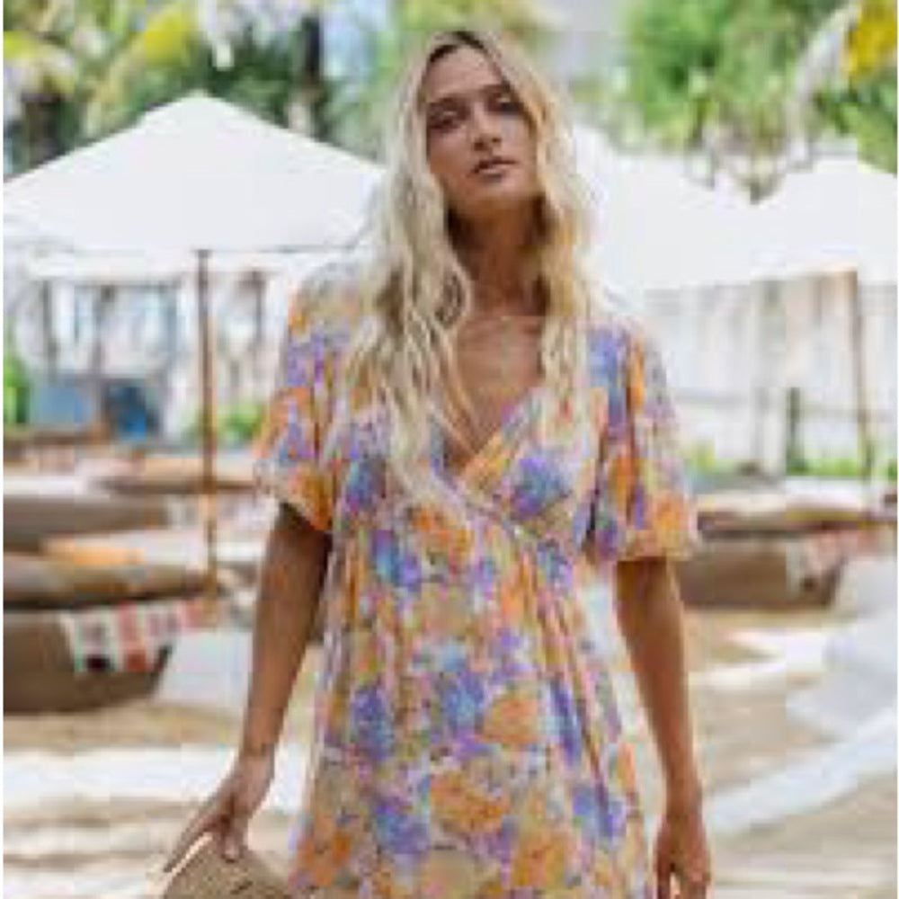 NWOT SIZE S/P Billabong Orange and Purple Wrap Sundress
