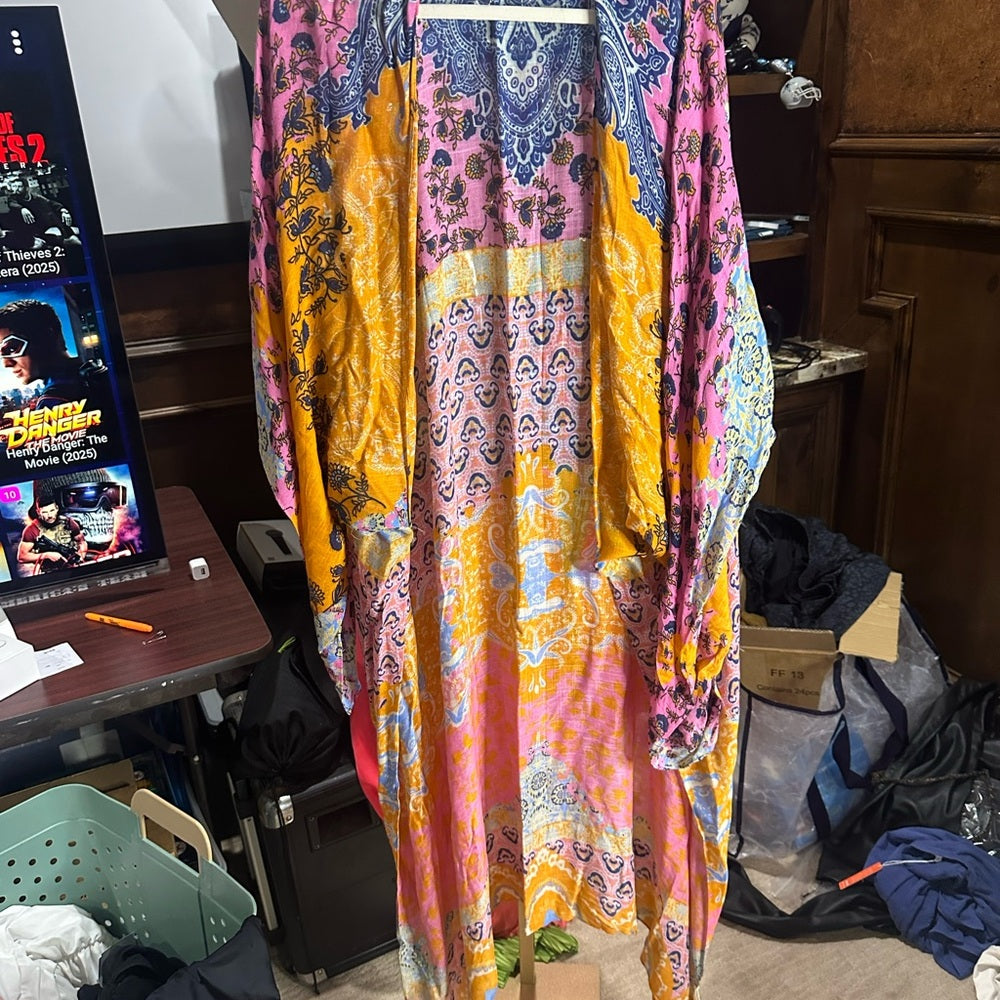 NWT SIZE OS Macchia J Pink and Orange Bohemian Swim Coverup