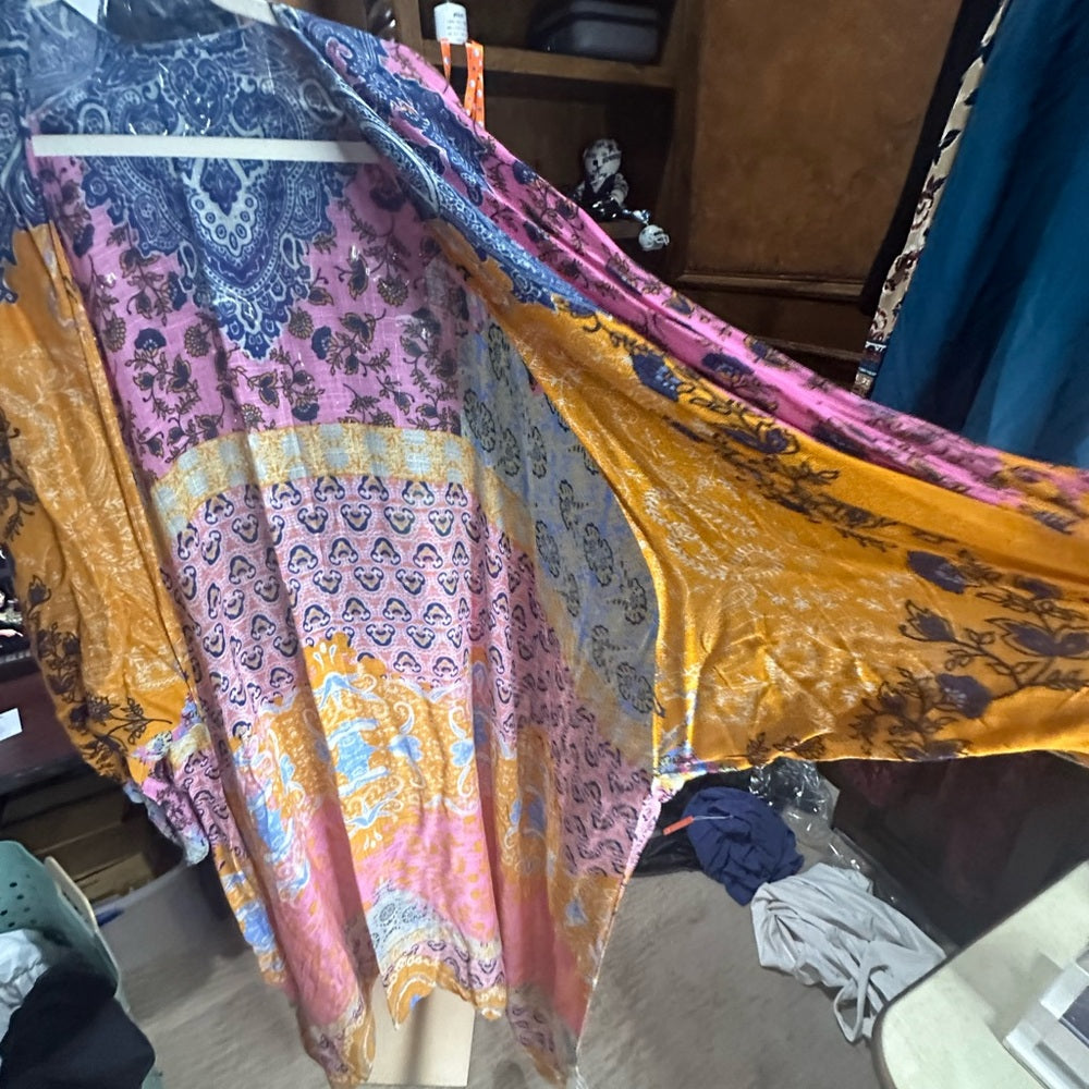 NWT SIZE OS Macchia J Pink and Orange Bohemian Swim Coverup