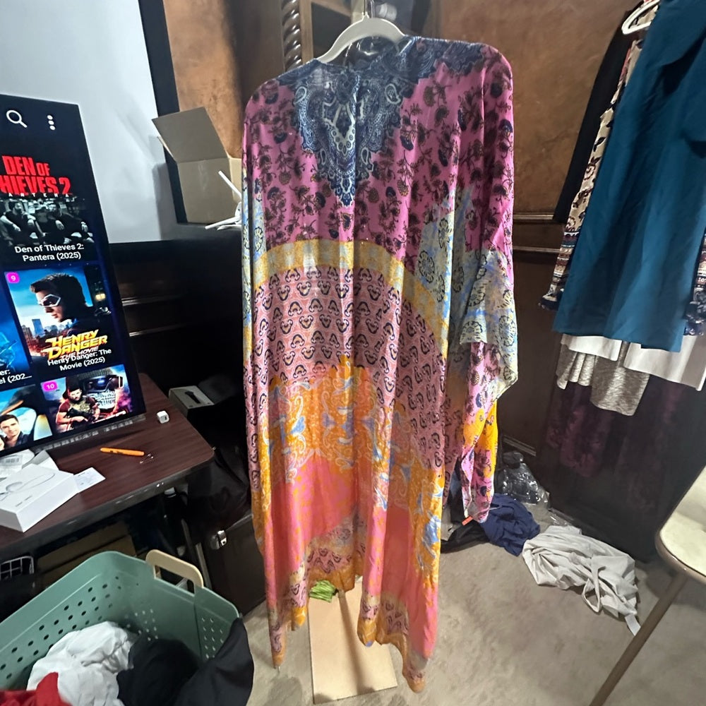 NWT SIZE OS Macchia J Pink and Orange Bohemian Swim Coverup
