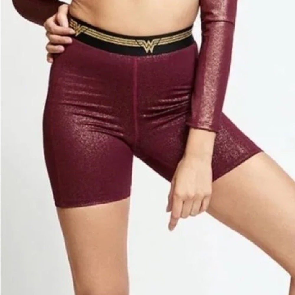 NWT SIZE S EleVen by Venus Williams Red Bike Shorts with Glossy Finish
