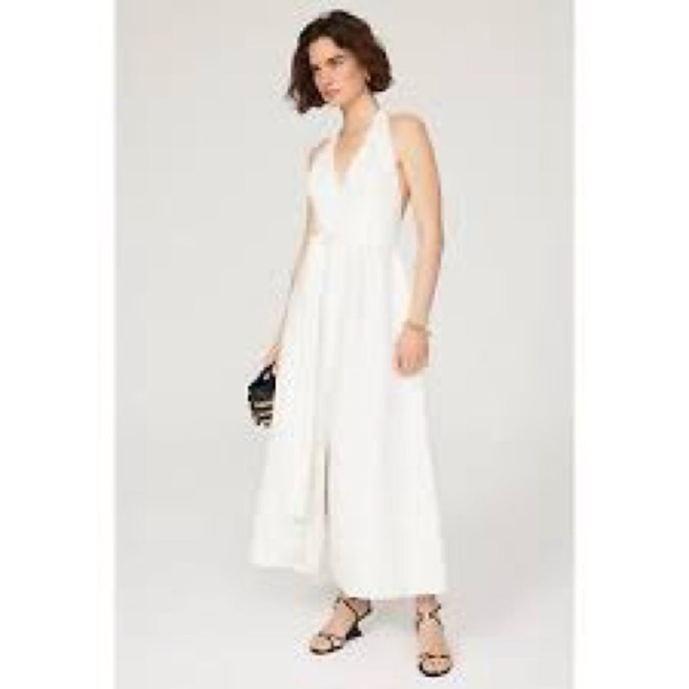 SIZE 14 White V-neck Sleeveless Midi Sundress for Brides