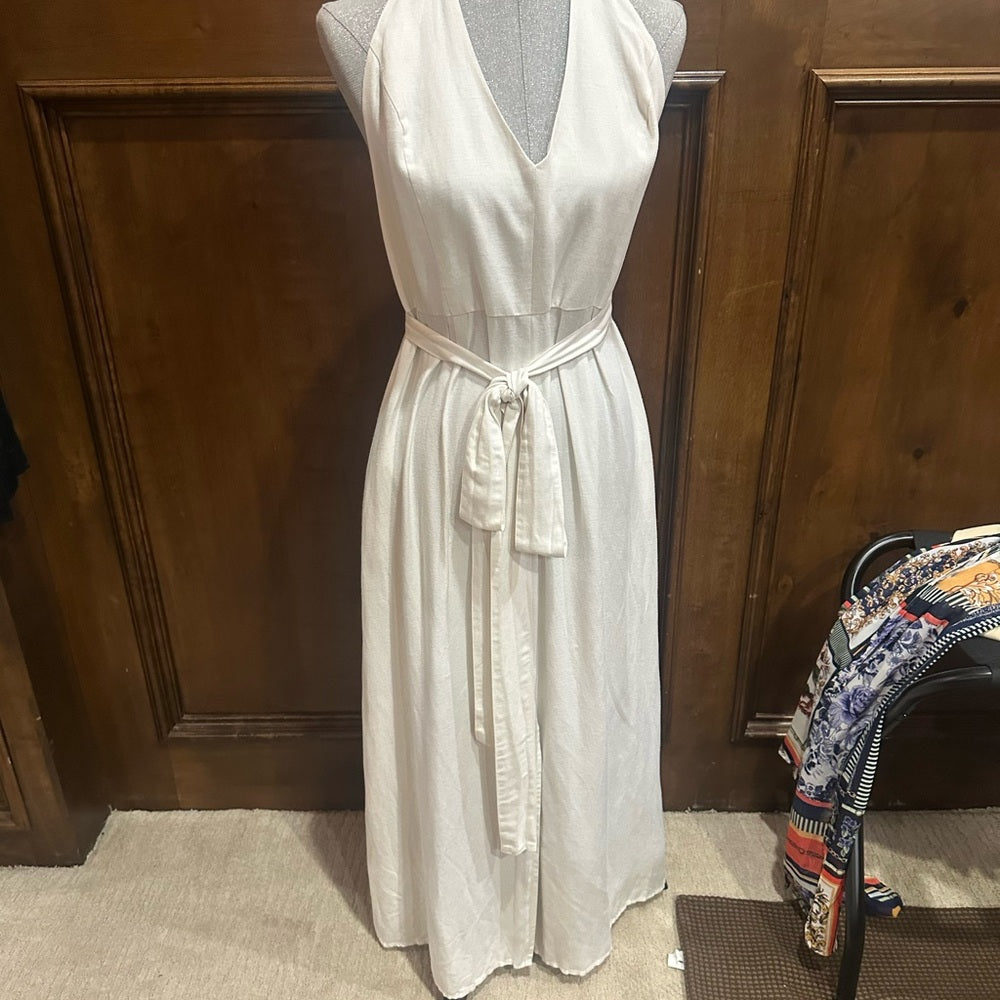 SIZE 14 White V-neck Sleeveless Midi Sundress for Brides