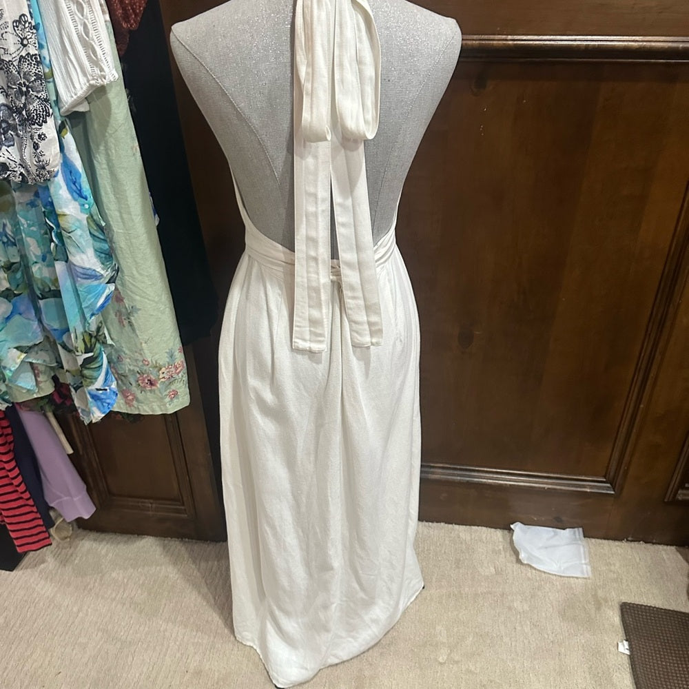 SIZE 14 White V-neck Sleeveless Midi Sundress for Brides