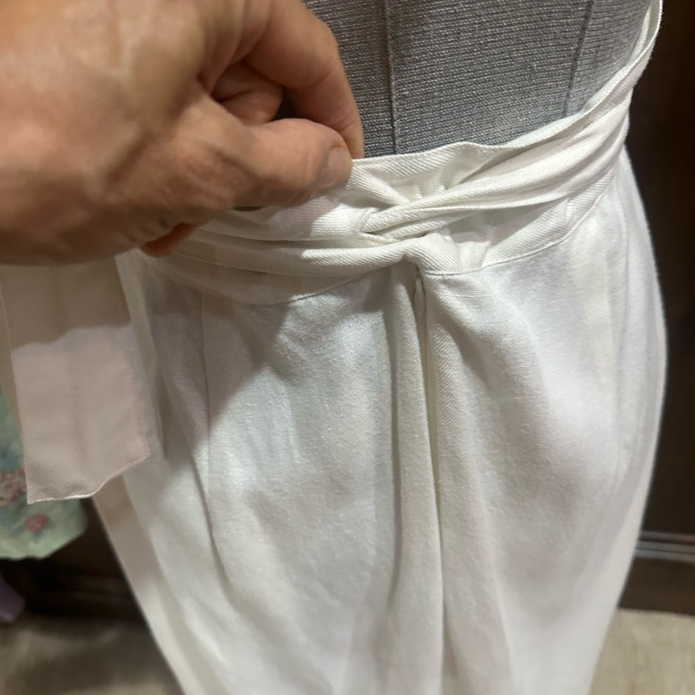 SIZE 14 White V-neck Sleeveless Midi Sundress for Brides