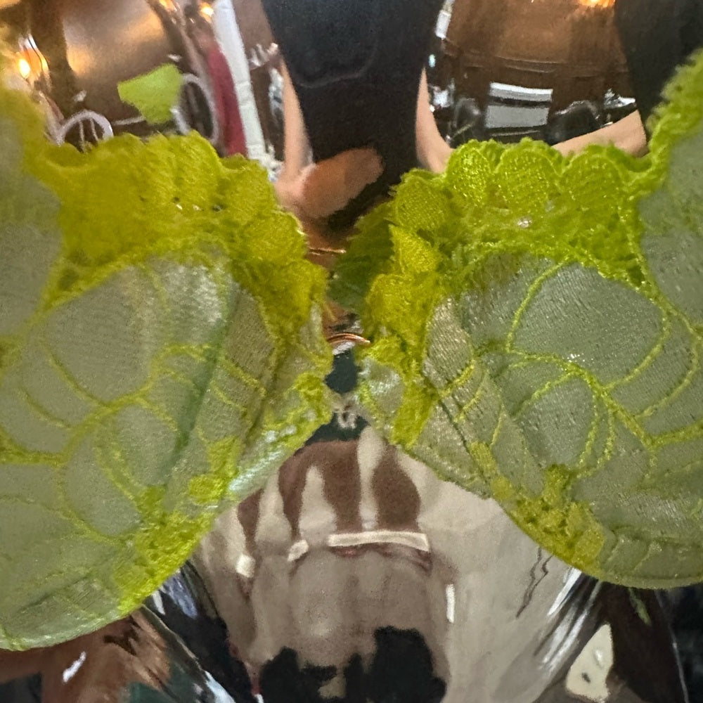 NWOT SIZE 38CSavage X Fenty Green Floral Bra with Satin Finish