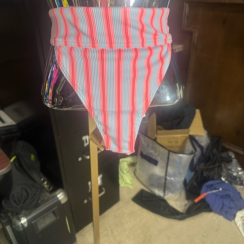 NWT SIZE L/12 Billabong Pink and Blue Striped Bikini