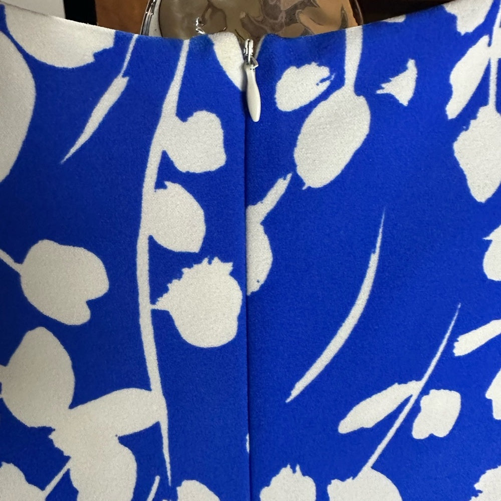 SIZE 8 London Times Blue and White A-Line Midi dress