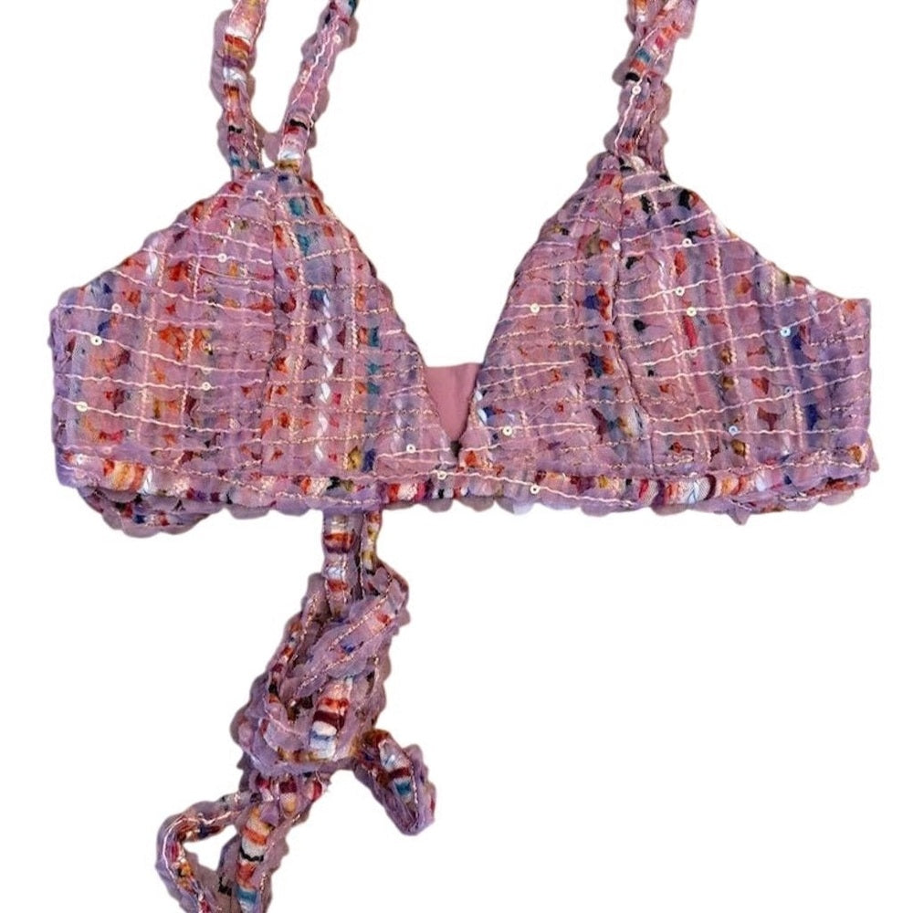 NWT SIZE M For Love And Lemons Pink Multi-Color Bra Top