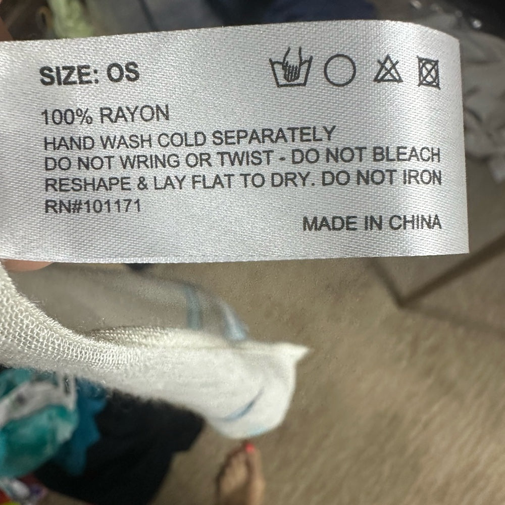 NWOT SIZE OS Breezy Cream and Blue Swim Coverup with Artistic Flair
