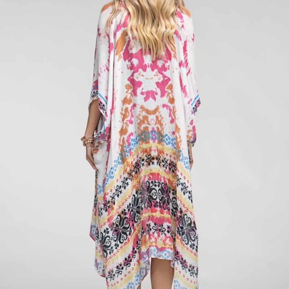 NWOT SIZE OS Macchia J Pink and Blue Bohemian Swim Coverup